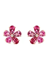 1/10 ct. t.w. Diamond, 1.8 ct. t.w. Pink Tourmaline Earrings in 14K Rose Gold