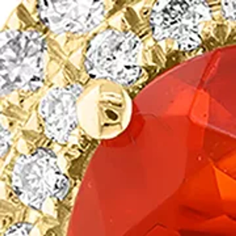 14K Yellow Gold Diamond and Mexican Fire Opal Earrings