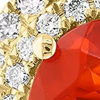 14K Yellow Gold Diamond and Mexican Fire Opal Earrings