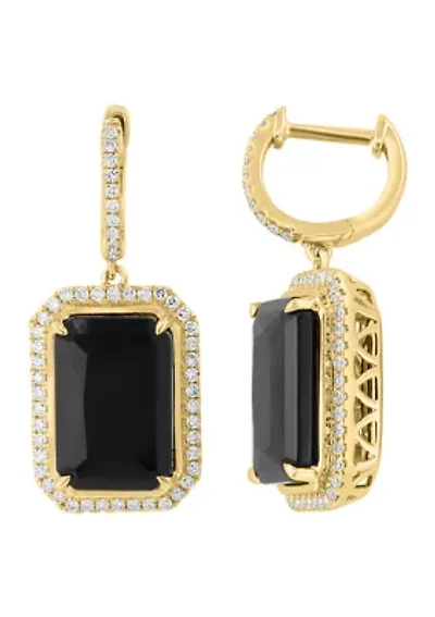 3/8 ct. t.w. Diamond, 7.8 ct. t.w. Onyx Earrings in 14K Yellow Gold