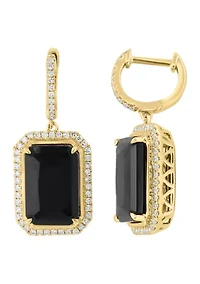3/8 ct. t.w. Diamond, 7.8 ct. t.w. Onyx Earrings in 14K Yellow Gold