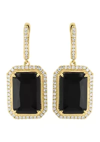 3/8 ct. t.w. Diamond, 7.8 ct. t.w. Onyx Earrings in 14K Yellow Gold