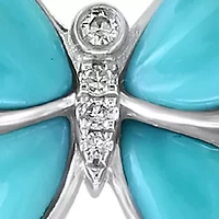 1/8 ct. t.w. Diamond, 5.8 ct. t.w. Turquoise Pendant Necklace in 14K White Gold