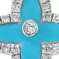 1/10 ct. t.w. Diamond, 3/8 ct. t.w. Turquoise Pendant Necklace in 14K White Gold