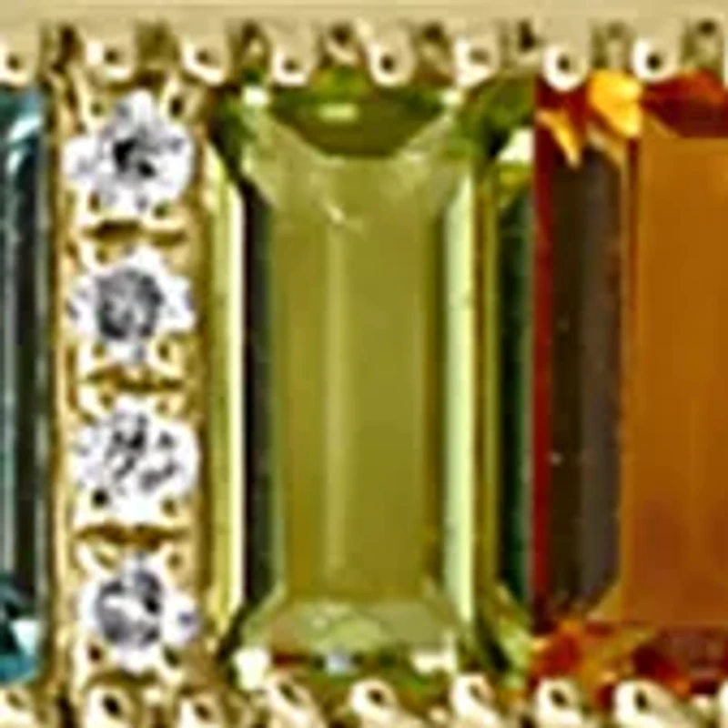 0.02 ct. t.w. Diamond, Iolite, Amethyst, Blue Topaz, Citrine, Rhodolite, Pink Tourmaline, Peridot Necklace in 14k Yellow Gold