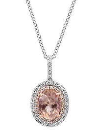 14K Rose & White Gold Diamond Morganite Pendant