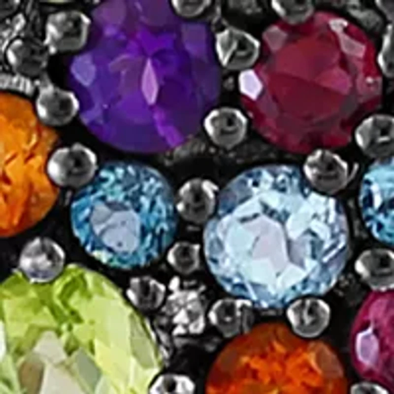 Diamond, Amethyst, Blue Topaz, London Blue Topaz, Citrine, Rhodolite, and Peridot Pendant Necklace in Sterling Silver and 14K Yellow Gold