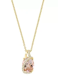 Diamond and Morganite Pendant Necklace in 14K Rose Gold
