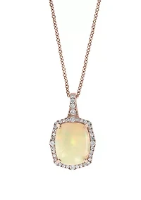 1/4 ct. t.w. Diamond and 3.5 ct. t.w. Ethiopian Opal Pendant Necklace in 14K Rose Gold
