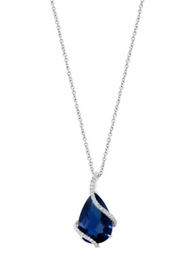 1/5 ct. t.w. Diamond and London Blue Topaz Pendant Necklace in 14K White Gold