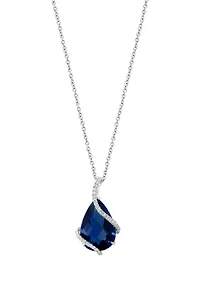 1/5 ct. t.w. Diamond and London Blue Topaz Pendant Necklace in 14K White Gold