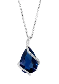 1/5 ct. t.w. Diamond and London Blue Topaz Pendant Necklace in 14K White Gold