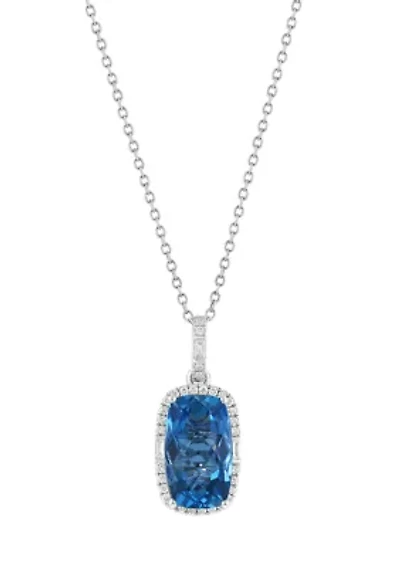 London Blue Diamond Necklace in 14K White Gold
