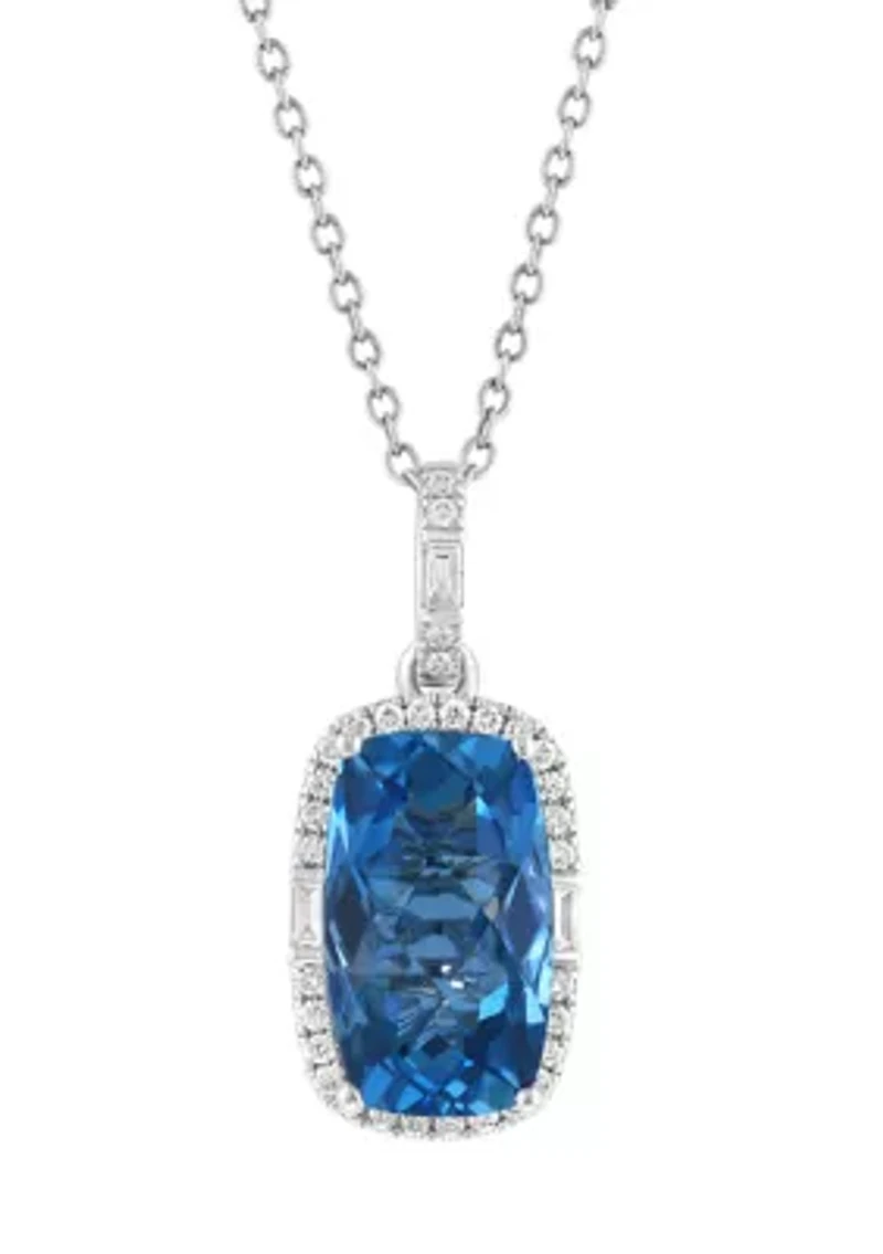 London Blue Diamond Necklace in 14K White Gold