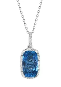 London Blue Diamond Necklace in 14K White Gold