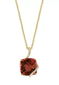14K Yellow Gold Diamond Gernet Pendant