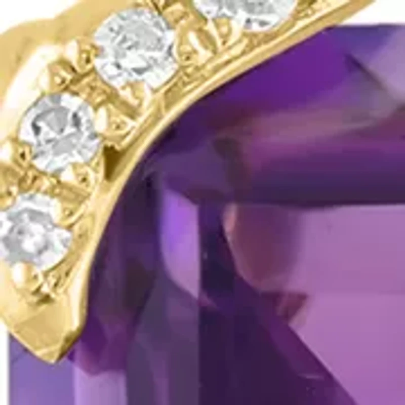 Diamond and Amethyst Necklace in 14K Yellow Gold