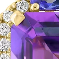 1/4 ct. t.w. Diamond, Amethyst and Tanzanite Pendant Necklace in 14K Yellow Gold