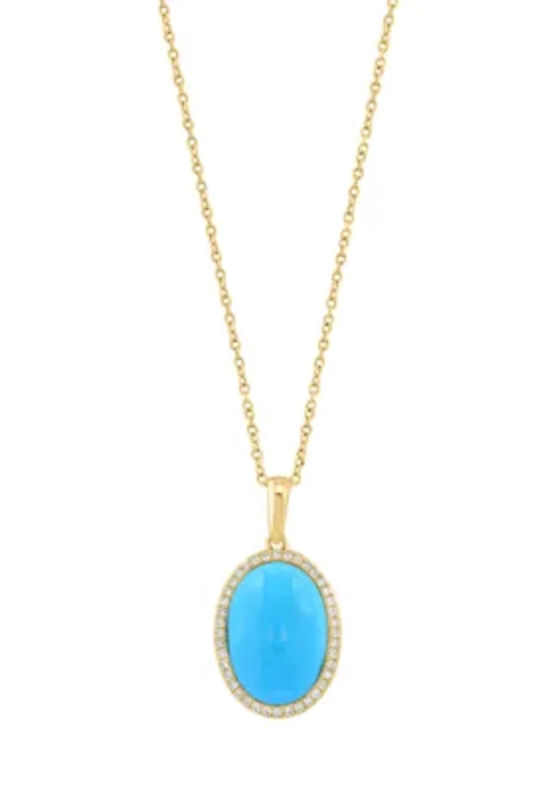 1/6 ct. t.w. Diamond Turquoise Necklace