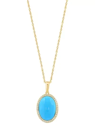 1/6 ct. t.w. Diamond Turquoise Necklace 