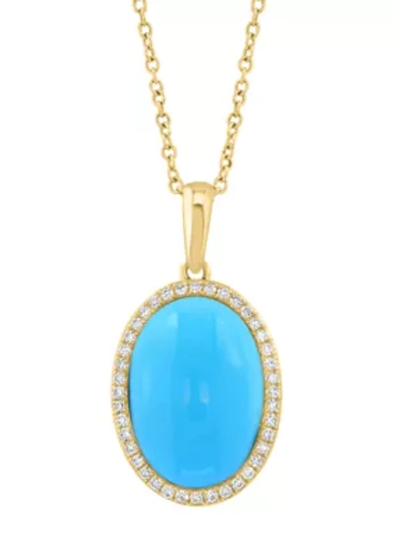 1/6 ct. t.w. Diamond Turquoise Necklace