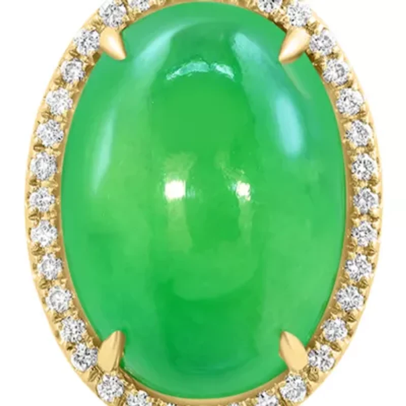 14K Yellow Gold Diamond Dyed Jade Pendant Necklace