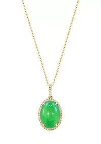 14K Yellow Gold Diamond Dyed Jade Pendant Necklace