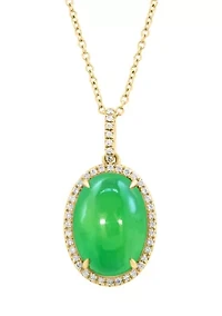 14K Yellow Gold Diamond Dyed Jade Pendant Necklace