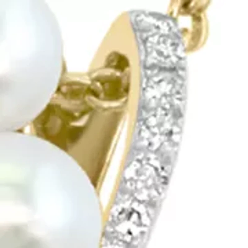 14K Yellow Gold Diamond Fresh Water Pearl Pendant