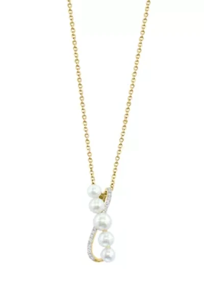 14K Yellow Gold Diamond Fresh Water Pearl Pendant