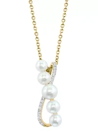 14K Yellow Gold Diamond Fresh Water Pearl Pendant
