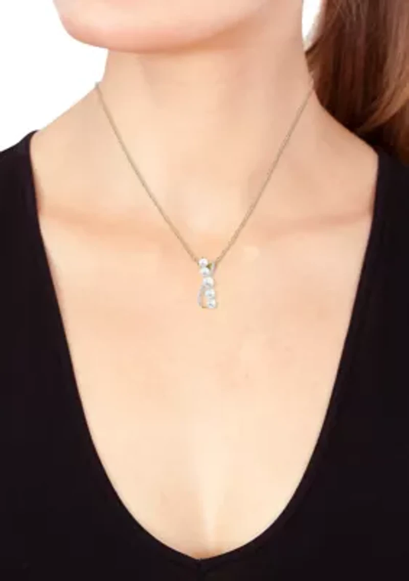 14K Yellow Gold Diamond Fresh Water Pearl Pendant