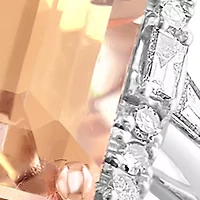 Diamond and Morganite Ring in 14K Rose and White Gold 