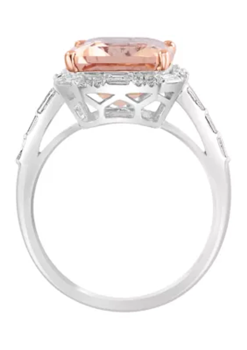 Diamond and Morganite Ring in 14K Rose and White Gold 