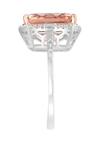 Diamond and Morganite Ring in 14K Rose and White Gold 