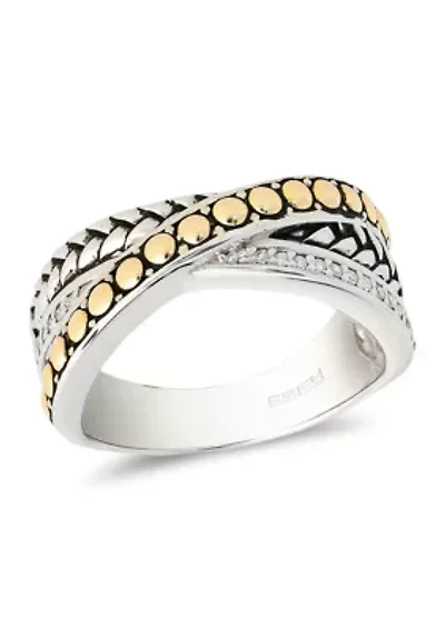 18k Yellow Gold and Sterling Silver Ring