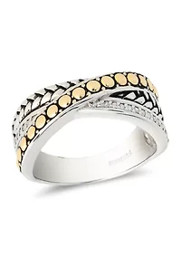 18k Yellow Gold and Sterling Silver Ring