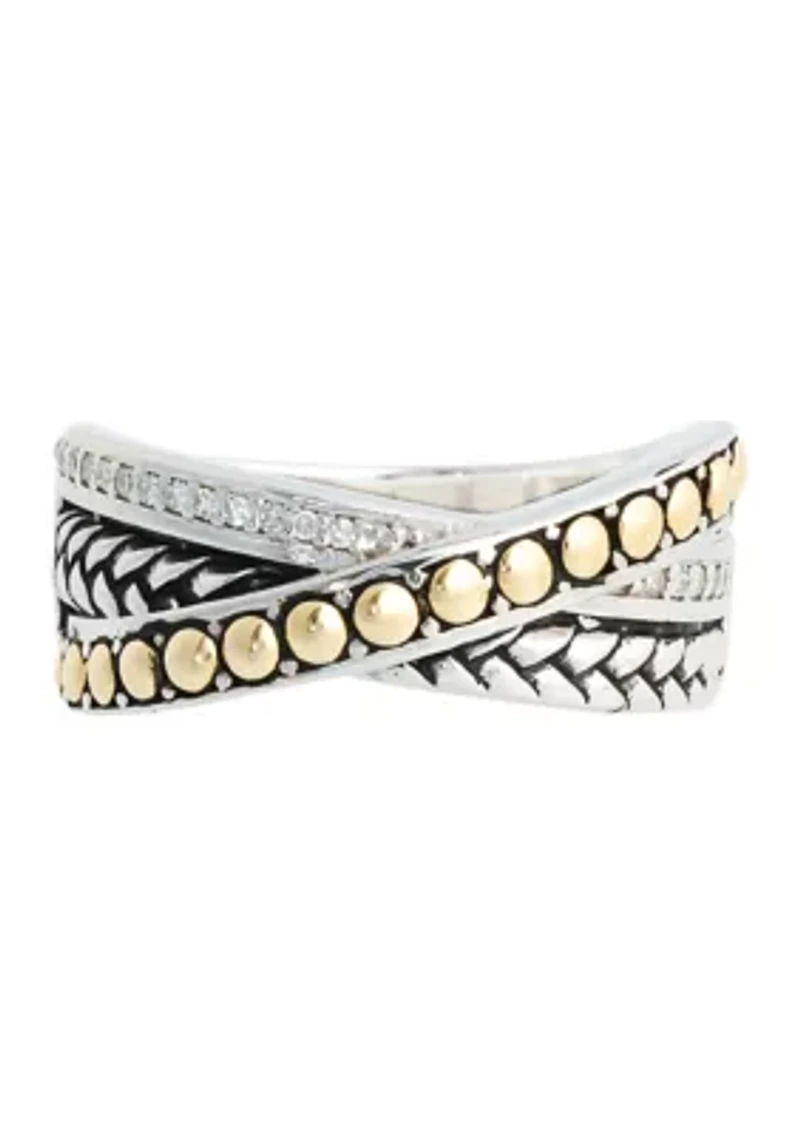 18k Yellow Gold and Sterling Silver Ring