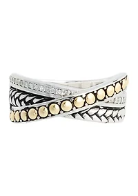 18k Yellow Gold and Sterling Silver Ring