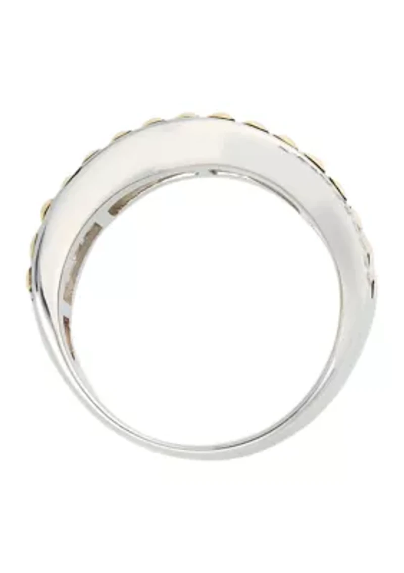 18k Yellow Gold and Sterling Silver Ring