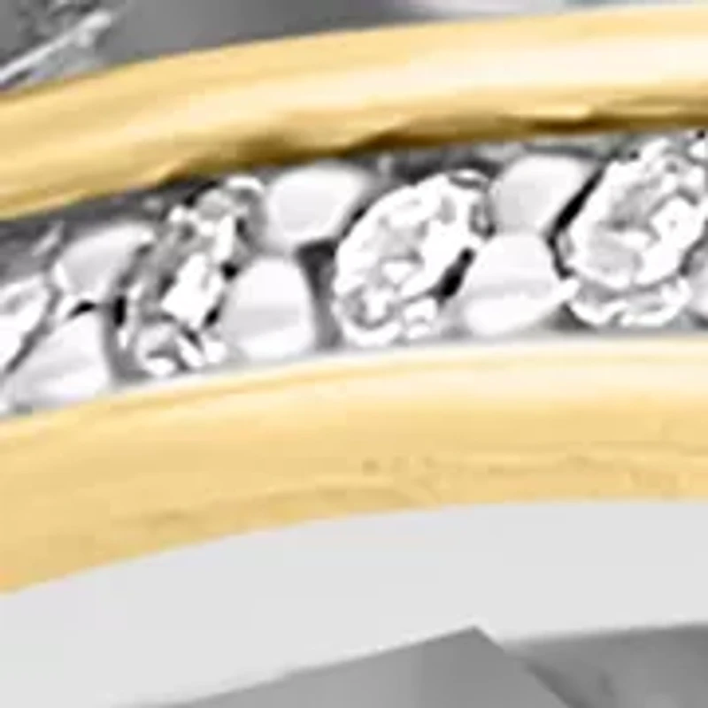 Diamond Ring in Sterling Silver and 18K Yellow Gold