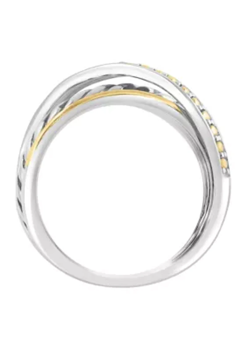 Diamond Ring in Sterling Silver and 18K Yellow Gold