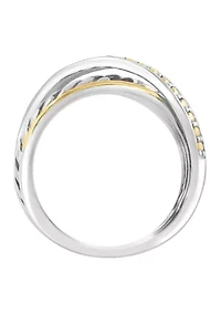 Diamond Ring in Sterling Silver and 18K Yellow Gold