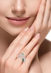 1/6 ct. t.w. Diamond, Black Diamond and Blue Diamond Ring in Sterling Silver and 14K Yellow Gold