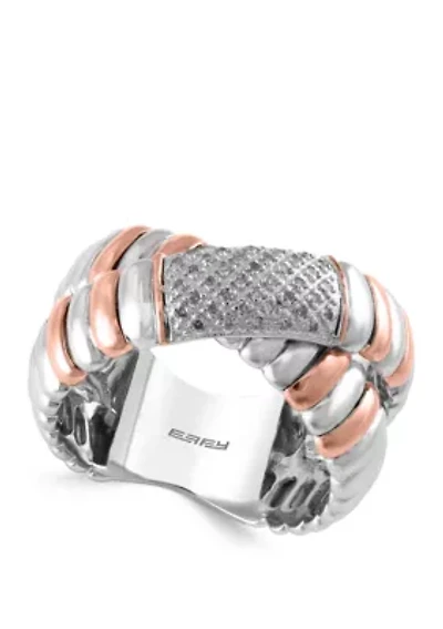 1/6 ct. t.w. Diamond Ring in 925 Sterling Silver and 14k Rose Gold