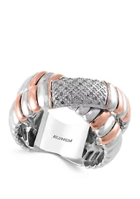 1/6 ct. t.w. Diamond Ring in 925 Sterling Silver and 14k Rose Gold