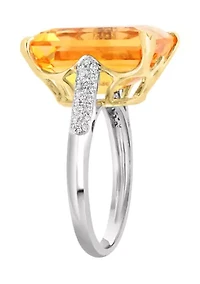 Diamond and Citrine Ring in 14K Yellow and White Gold