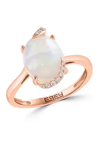 Diamond and Ethiopian Opal Ring In 14K Rose Gold