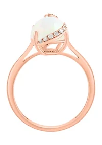 Diamond and Ethiopian Opal Ring In 14K Rose Gold