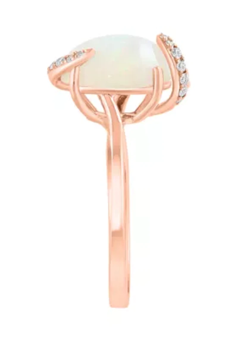 Diamond and Ethiopian Opal Ring In 14K Rose Gold